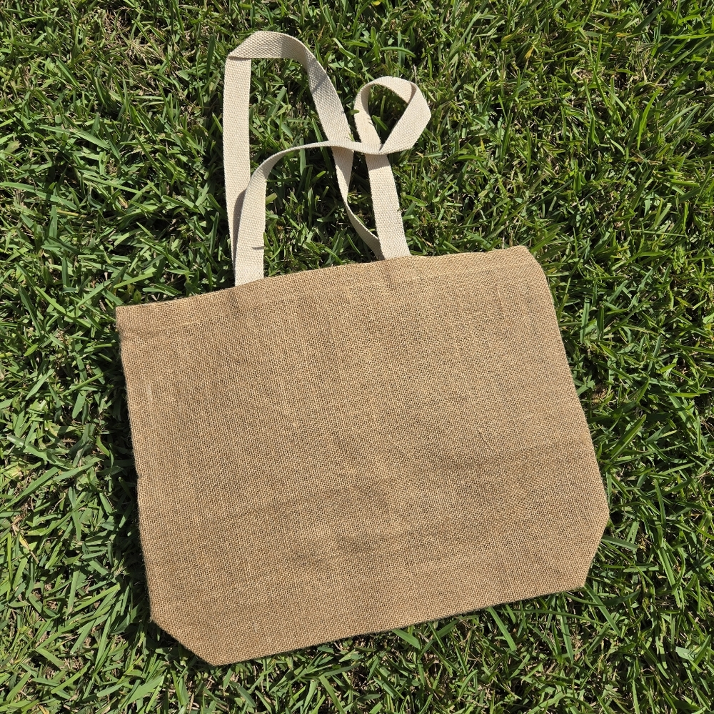New Without Tags Jute Tote Bag with Canvas Handles | Rustic Market Shopper